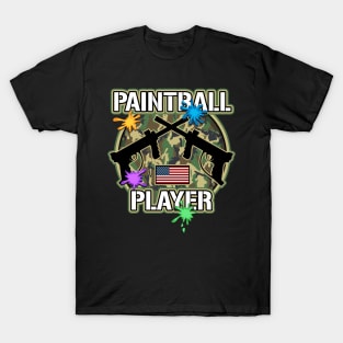 Paintball Player Paint Splatter Camouflage T-Shirt